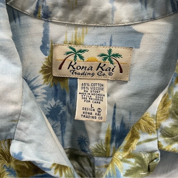 Kona Kai Button Down Hawaiian Shirt Short Sleeve Tropical Print Cotton Blend - Picture 5 of 7
